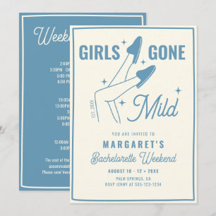 Invitación Chicas Gone Mild Blue Spa Bachelorette Weekend