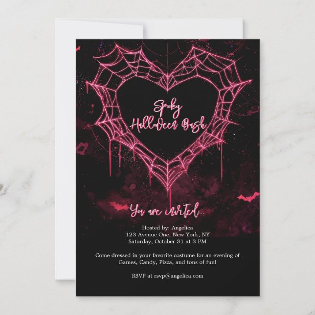 Invitación Chicas góticos rosados de la web de Heart Spider F (Anverso)