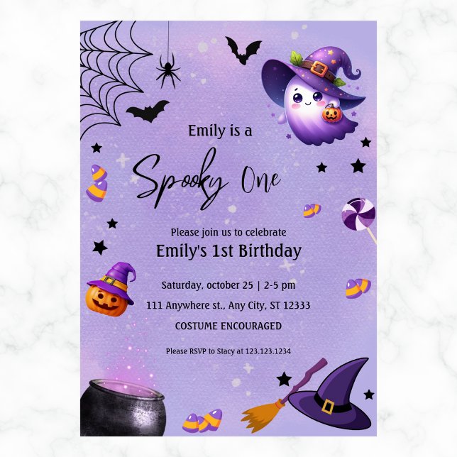 Invitación Chicas Halloween Fantasma Cumpleaños Cualquier Año (Subido por el creador)