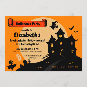 Invitación Chicas Halloween Spooktacular Fiesta de cumpleaños