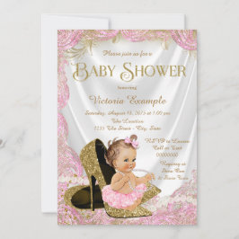 Invitación Chicas High Heel Shoes Pearls Baby Shower
