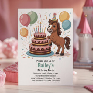 Invitación Chicas Horse Birthday Party