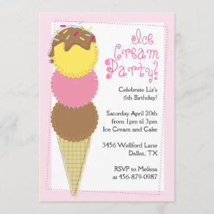 Invitación Chicas Ice Cream invita a fiesta de cumpleaños