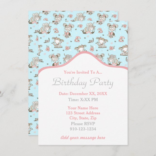 Invitación Chicas inteligentes leyendo libros e ideas de rega (Anverso / Reverso)