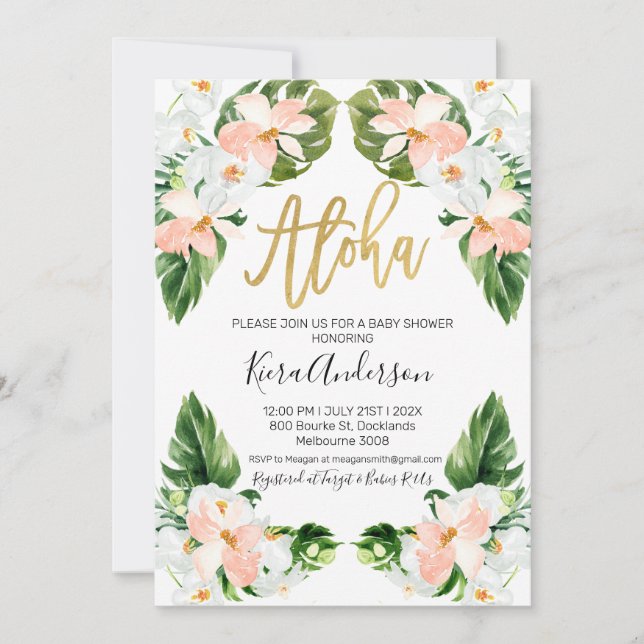 Invitación Chicas invitados a la ducha tropical para bebés (Anverso)