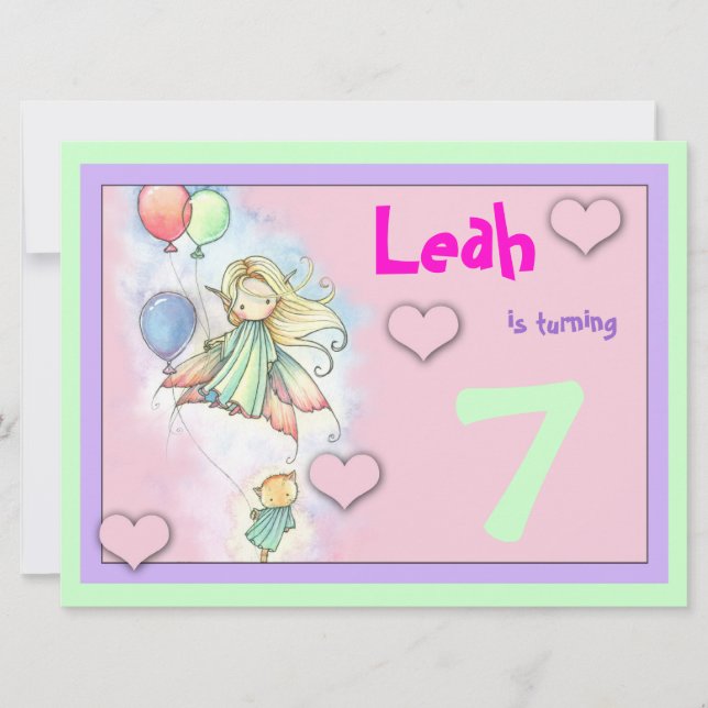 Invitación Chicas invitan a fiesta de cumpleaños de Hadas y K (Anverso)