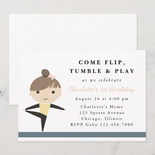 Invitación Chicas invitan a la fiesta de cumpleaños de la gim (Anverso / Reverso)