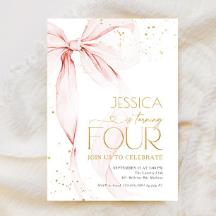 Invitación Chicas lazo rosa cumpleaños 4