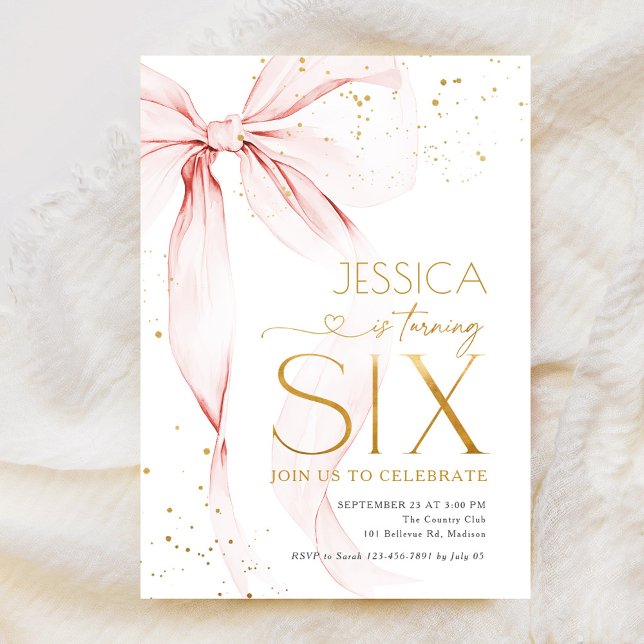 Invitación Chicas lazo rosa cumpleaños 6  (Subido por el creador)