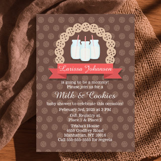 Invitación Chicas Leche y cookies Baby Shower