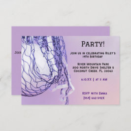 Invitación Chicas ligan voleibol deportivo púrpura