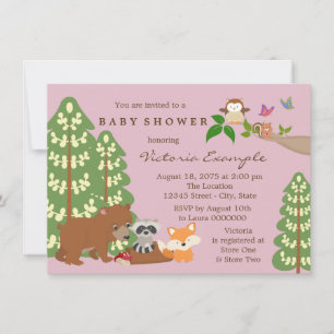 Invitación Chicas Lindas Fiesta de Bebé en el Bosque