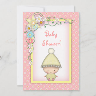 Invitación Chicas Lindas Rosa y Amarillo Baby Shower de Prima