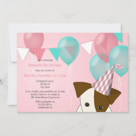 Invitación chicas lindos fiesta de cumpleaños de cachorro glo