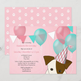 Invitación chicas lindos fiesta de cumpleaños de cachorro glo