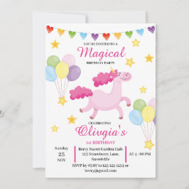 Invitación Chicas locos primero matan cumpleaños de Unicornio