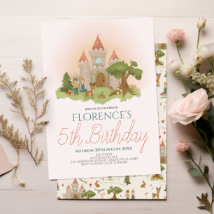 Invitación Chicas Magia Historia de cuento de hadas rosa Niño