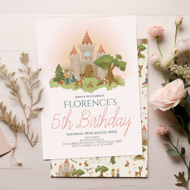 Invitación Chicas Magia Historia de cuento de hadas rosa Niño (Subido por el creador)