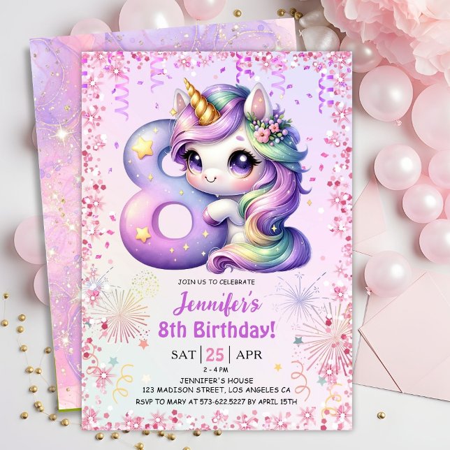 Invitación Chicas Magical Unicornio Octavo cumpleaños (Subido por el creador)