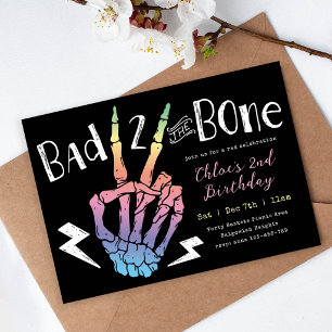 Invitación Chicas Malas hasta los Huesos Pastel Arcoíris 2do 