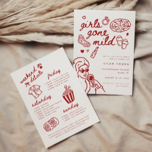Invitación Chicas Modernas con Escritura Moderada Fin de Sema