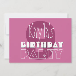 Invitación Chicas modernos 9º cumpleaños Estrellas rosadas Ve