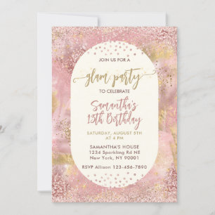 Invitación Chicas modernos Glam Spa Fiesta Faux Rosa Gold Pur