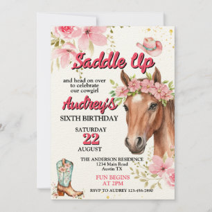 Invitación Chicas Montar Cumpleaños Occidental