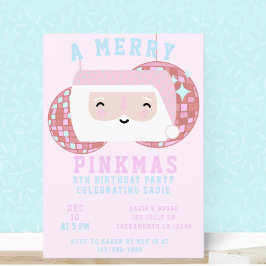 Invitación Chicas Navidades rosados Partidos de cumpleaños Di