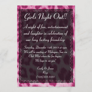 Invitación Chicas Neon Pink Cheetah Lace Invitan De Noche