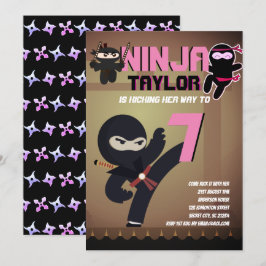 Invitación Chicas NINJA MOVIE STAR WARRIOR Personalizado Fies