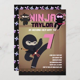 Invitación Chicas NINJA MOVIE STAR WARRIOR Personalizado Fies