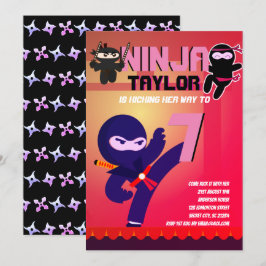 Invitación Chicas NINJA MOVIE STAR WARRIOR Personalizado Fies