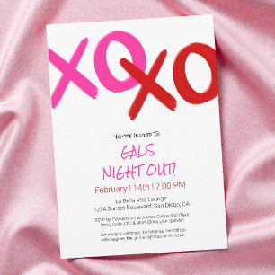 Invitación Chicas Noche Afuera Fiesta diurno agudo de XOXO ro