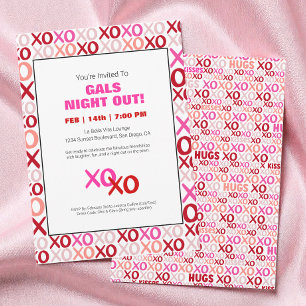 Invitación Chicas Noche Fuera XOXO Fiesta De Día De Galentina