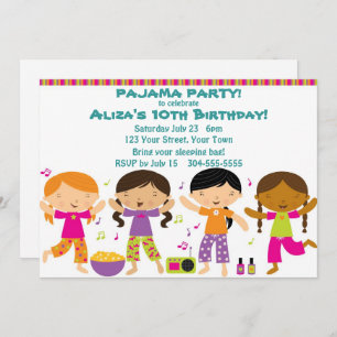 Invitación Chicas Pajama Fiesta