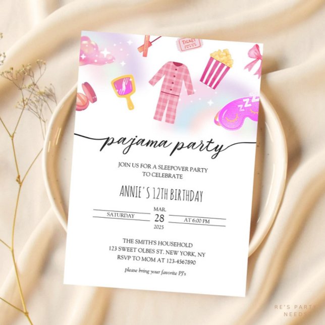 Invitación Chicas Pajama Sleepover Glam Slumber Cumpleaños (Subido por el creador)