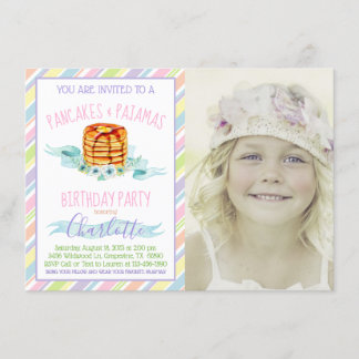 Invitación Chicas Panqueques y Fiesta de Cumpleaños con Foto 