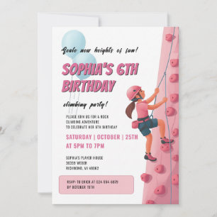 Invitación Chicas pared de escalada de roca personal cumpleañ