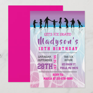 Invitación Chicas Patinar sobre hielo Patinaje de cumpleaños 