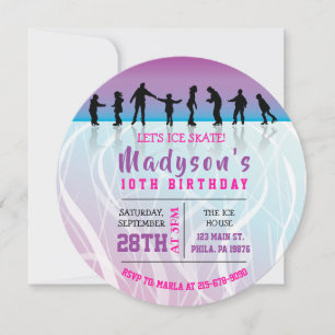 Invitación Chicas Patinar sobre hielo Patinaje de cumpleaños 