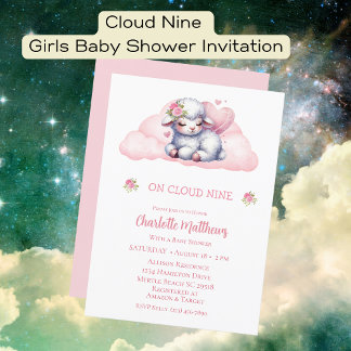 Invitación Chicas pequeños Baby Lamb Nube Nueve Nueve Baby Sh