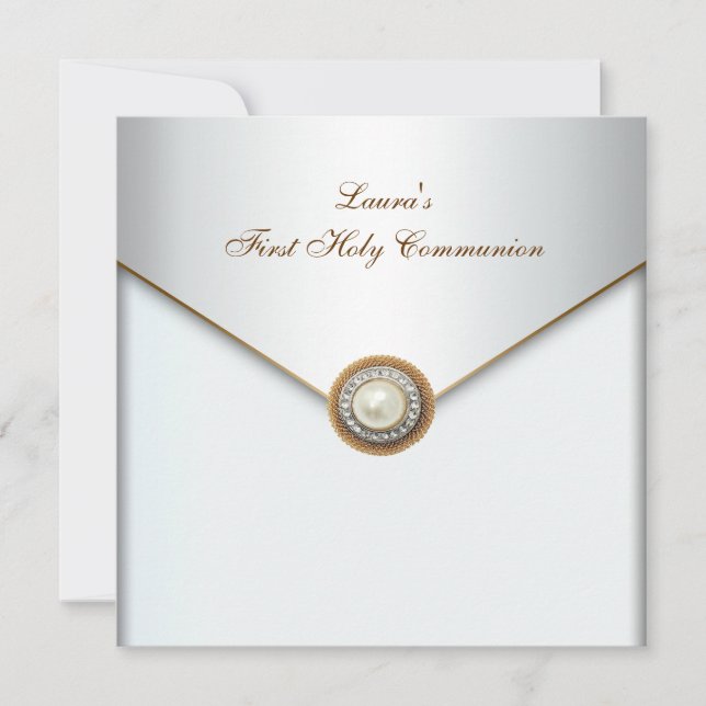 Invitación Chicas Perla Blanca Primera Comunión (Anverso)