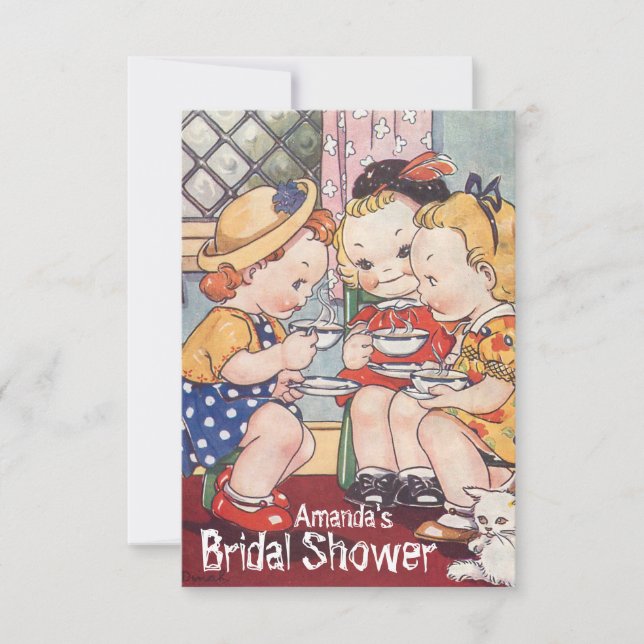 Invitación chicas personalizados Ducha de novia, soltera (Anverso)