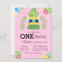 Invitación Chicas Pineapple Sra. Onemaravilloso Primer cumple