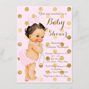 Invitación Chicas Pink Gold Pearl Baby Shower