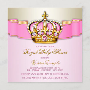 Invitación Chicas Pink Gold Royal Baby Shower
