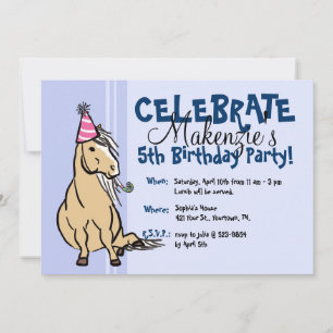 Invitación Chicas Pony Fiesta Azul Cumpleaños