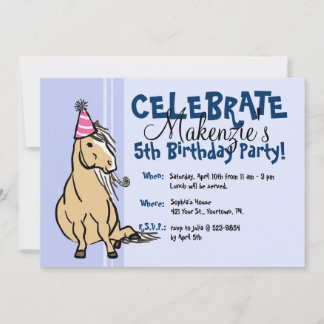 Invitación Chicas Pony Fiesta Azul Cumpleaños