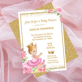Invitación Chicas Princesa de oro rosa Baby Shower